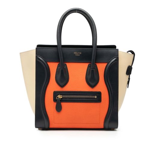 Pre-owned CELINE Micro Tricolor Leather Luggage Tote S-CU-4124 - Brown/Orange - S-CU-4124 X