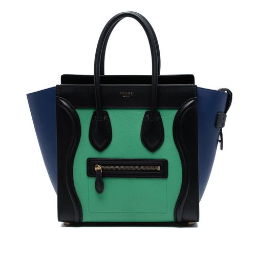 Pre-owned CELINE Micro Tricolor Leather Luggage Tote U-AT-5114 U-CU-0125 - Brown/Green - U-AT-5114 U-CU-0125 X