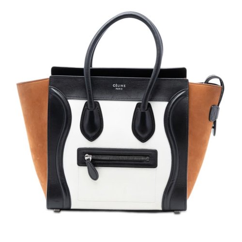 Pre-owned CELINE Micro Tricolor Nubuck and Calfskin Luggage Tote Ladies E4U3H5NTPC1ZYOX9 - Brown/White - U-GA-4197 X
