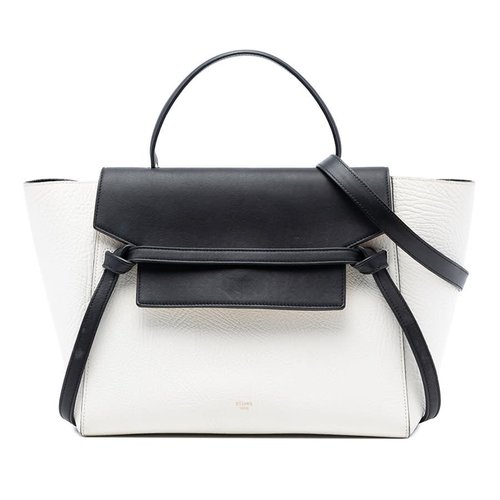 Pre-owned CELINE Mini Bicolor Grained Calfskin Belt Bag U-GA-0165 - Black - U-GA-0165 X
