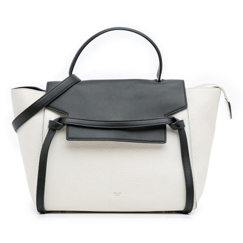 Pre-owned CELINE Mini Bicolor Leather Belt Satchel Ladies S-GA-4144 - White - S-GA-4144 X
