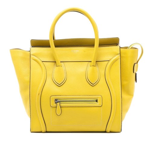 Pre-owned CELINE Mini Calfskin Luggage Tote Ladies S-SN-1111 S-MM-1121 - Brown/Yellow - S-SN-1111 S-MM-1121 X
