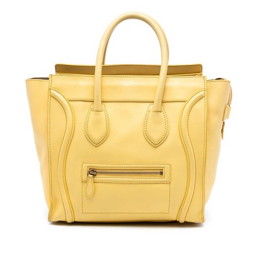 Pre-owned CELINE Mini Leather Luggage Tote Ladies F-AT-0161 - Brown/Yellow - F-AT-0161 X