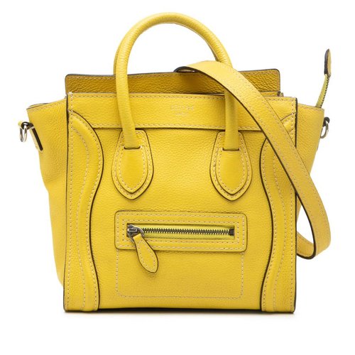 Pre-owned CELINE Nano Grained Calfskin Luggage Tote Ladies S1B4FUW5FT1XJPKJ - Brown/Yellow - S-SA-0191 X