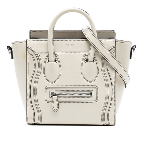 Pre-owned CELINE Nano Leather Luggage Tote G5MJ3KBATB8SQ9ON - Brown/White - G5MJ3KBATB8SQ9ON X