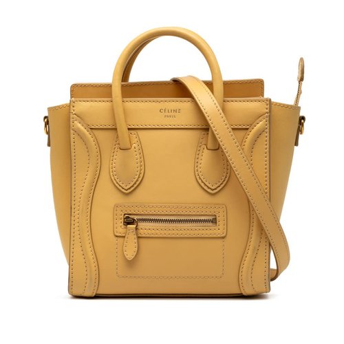 Pre-owned CELINE Nano Leather Luggage Tote Ladies SMYP6UF93QZZASD2 - Brown/Yellow - S-CU-0124 X