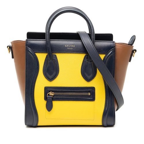 Pre-owned CELINE Nano Tricolor Leather Luggage Tote Ladies S-CE-4114 - Brown/Yellow - S-CE-4114 X