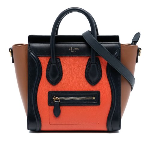 Pre-owned CELINE Nano Tricolor Leather Luggage Tote Ladies S-CE-4164 - Brown/Orange - S-CE-4164 X