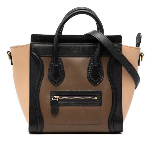 Pre-owned CELINE Nano Tricolor Leather Luggage Tote W-ZP-0163 - Black/Brown - W-ZP-0163 X