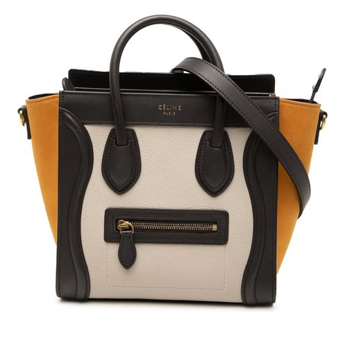 Pre-owned CELINE Nano Tricolor Nubuck and Drummed Calfskin Luggage Tote F GA 0196 - Brown - F GA 0196 X
