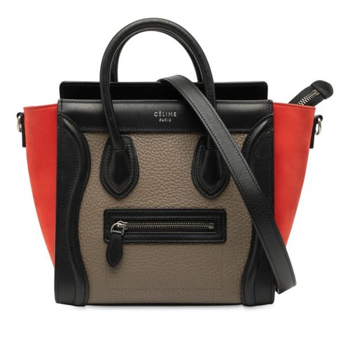 Pre-owned CELINE Nano Tricolor Nubuck and Drummed Calfskin Luggage Tote Ladies I5PKR0KXP8F0UFNQ - Brown - I5PKR0KXP8F0UFNQ X
