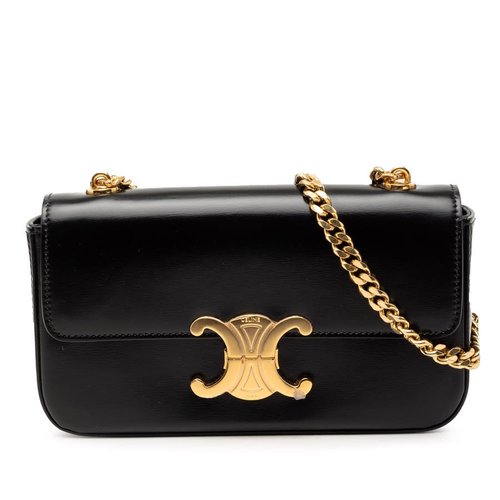 Pre-owned CELINE Shiny Calfskin Claude Chain Shoulder Bag Ladies S-LM-4262 - Black - 2FYQLPUVCBWTJ5ZF X