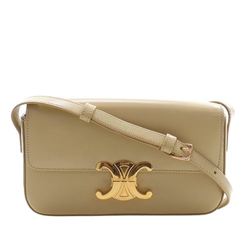 Pre-owned CELINE Shiny Calfskin Triomphe Claude Shoulder Bag Ladies TNE2IZNAJHLLLP4U - Beige - U-CE-0211 X