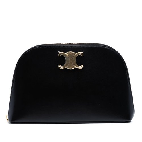 Pre-owned CELINE Shiny Calfskin Triomphe Pouch Ladies 005O7J7RY3L83CRV - Black - 005O7J7RY3L83CRV X