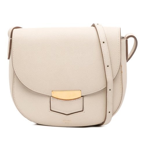 Pre-owned CELINE Small Grained Calfskin Trotteur Crossbody Ladies F-LA-2105 - White - F-LA-2105 X