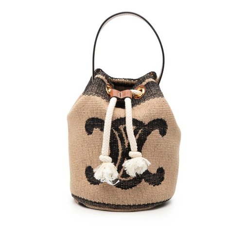 Pre-owned CELINE Small Triomphe Raffia Drawstring Bucket Bag Ladies F-GA-1262 - Brown - 8GAXIP0V1CR3ZX0P X