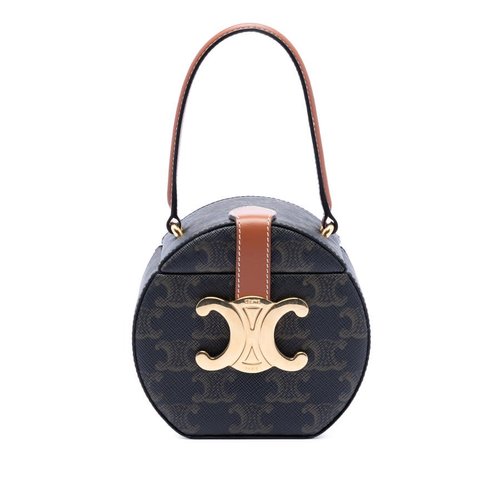 Pre-owned CELINE Triomphe Coated Canvas Round Box Handbag 4GU874KPX95A2S3L - Brown - 4GU874KPX95A2S3L X