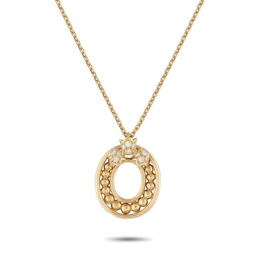 Pre-Owned Christian Dior 18K Gold Diamond Pendant Necklace CD27 100925 - Gold Tone/Yellow - CD27-100925-YINCHES