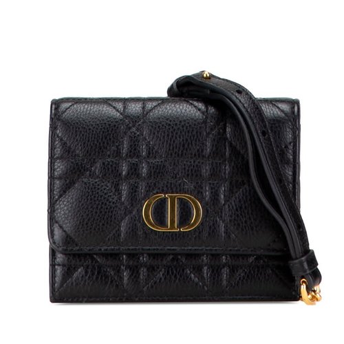 Pre-owned Dior Calfskin Cannage Caro Chain Belt Bag 33-MA-4204 - Black - 33-MA-4204X