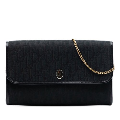 Pre-owned Dior Diorissimo Trotter Canvas Chain Shoulder Bag Ladies PMU9LABNGV1RXIR7 - Black/Gold Tone - PMU9LABNGV1RXIR7X