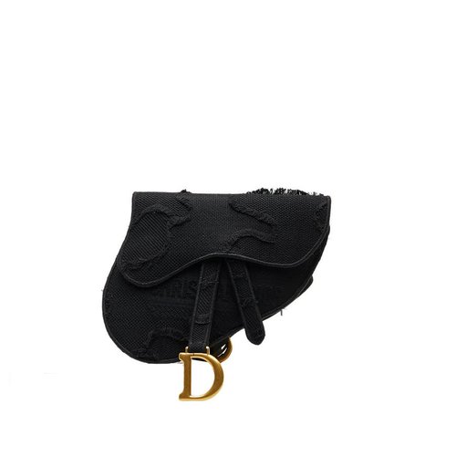Pre-owned Dior Embroidered Canvas Camouflage Saddle Belt Bag Ladies 50-MA-1129 - Black - T885NIDUHZHVXUW5X