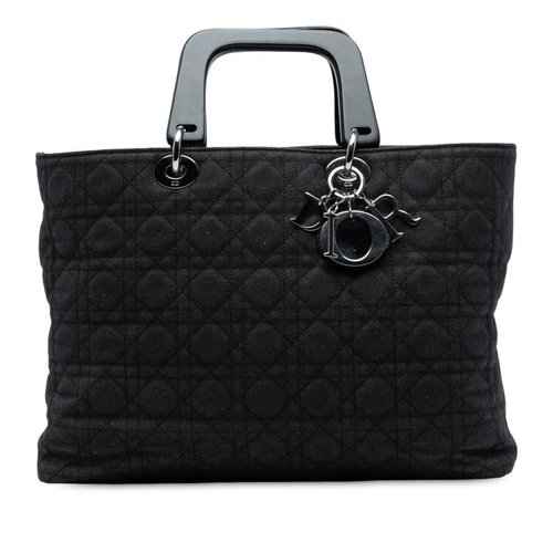 Pre-owned Dior Extra Large Denim Cannage Acrylic Lady Dior Ladies 01RU 0063 - Black/Blue - 2HWUCSFEP7QMY3KYX