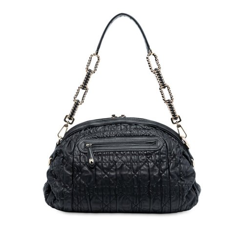 Pre-owned Dior Lambskin Cannage Gaufre Delices Shoulder Bag XX0F5YEHE7NDJB8Y - Black/Gold Tone - XX0F5YEHE7NDJB8YX