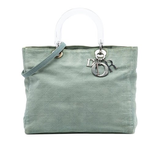 Pre-owned Dior Large Denim Cannage Acrylic Handles Lady Ladies JV0Y6SK02O5UVJC9 - Blue - RU-1909X