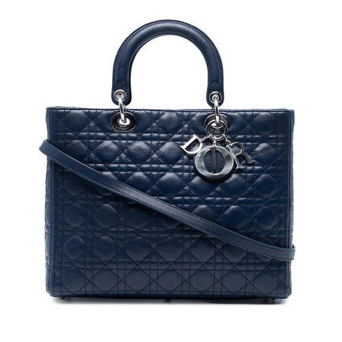 Pre-owned Dior Large Lambskin Cannage Lady Dior Ladies 16-BO-1101 - Blue - RNBTP0X1ACVQ5H2ZX