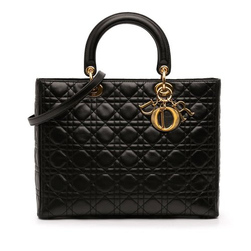 Pre-owned Dior Large Lambskin Cannage Lady Ladies H9ZZ9X1945IMZX7F - Black - 05-MA-0077X