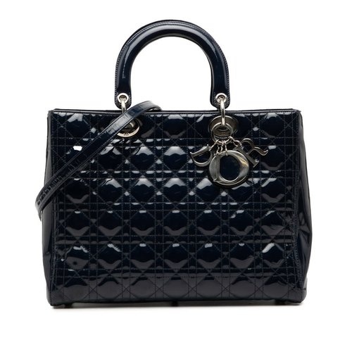 Pre-owned Dior Large Patent Cannage Lady Dior Ladies 00X96-1101 - Blue - JO27HF5L6FY3M8PMX