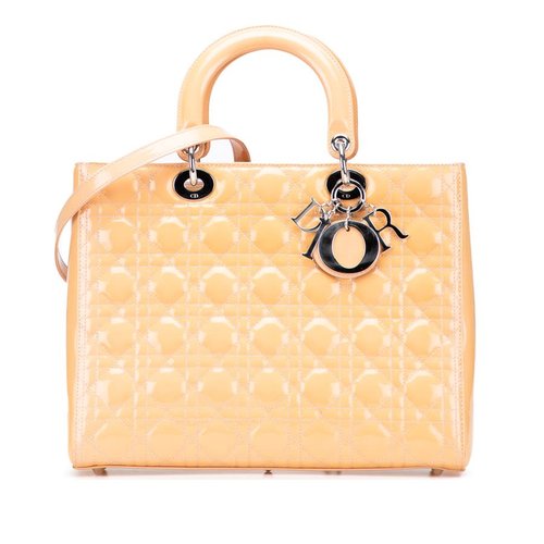Pre-owned Dior Large Patent Cannage Lady Dior Ladies 13-BO-1112 - Brown - 6CC26XRU1R070RWBX