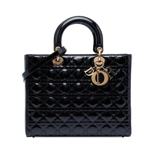 Pre-owned Dior Large Patent Cannage Lady Dior Ladies 15-BO-0142 B - Black - MY106FV7UAUBGCJMX