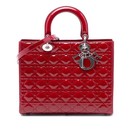 Pre-owned Dior Large Patent Cannage Lady Dior M10Q3ISQ53IW97P3 - M10Q3ISQ53IW97P3X