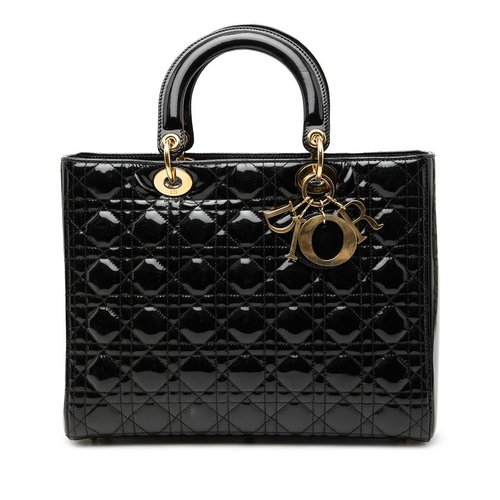 Pre-owned Dior Large Patent Cannage Lady Dior P6G7VWYD3R3U2PO1 - Black - P6G7VWYD3R3U2PO1X