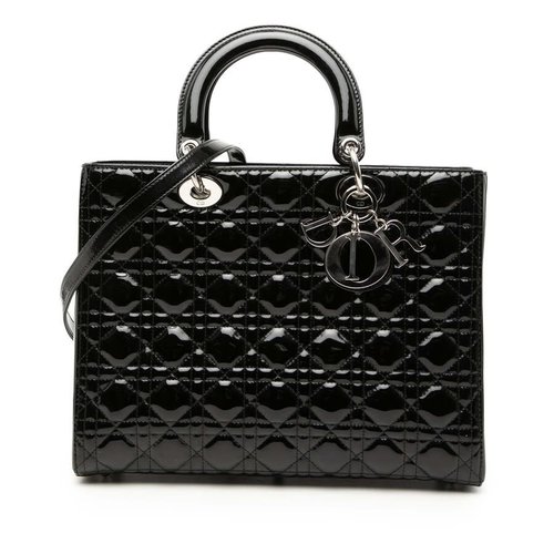 Pre-owned Dior Large Patent Cannage Lady Ladies PVY0FR7L6ZBDCE4R - Black - 01-BO-0183X