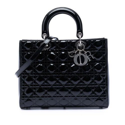 Pre-owned Dior Large Patent Cannage Lady Ladies X3KOPSJUDCK5AK0V - Black - 15-BO-1120-C X