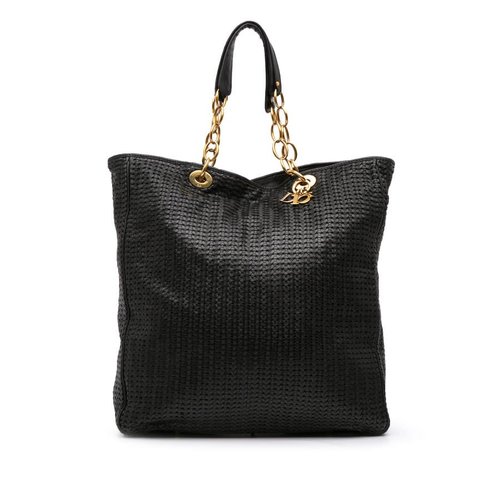 Pre-owned Dior Large Woven Lambskin Lady Dior Soft Shopping Tote 225-BM-0068 - Black - 225-BM-00_68 X