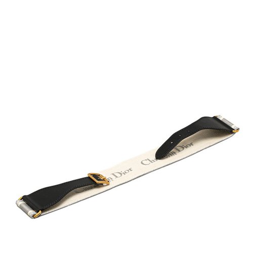 Pre-owned Dior Leather and Canvas Embroidered Logo Belt 50-MA-1200 - Black/Gold Tone - A7WWV60O0Z1ZMW1LX