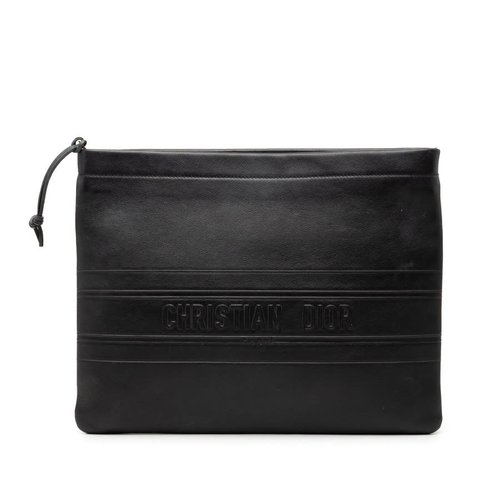 Pre-owned Dior Logo Embossed Leather Clutch 43 MA 1200 - Black - 0R5SC9MGRZ3P176AX