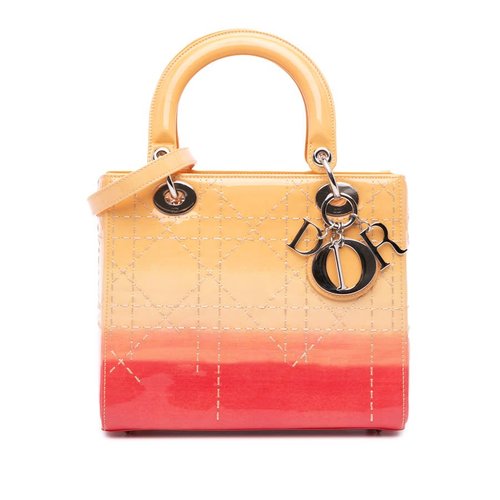 Pre-owned Dior Medium Ombre Patent Cannage Lady Dior Ladies 17-BO-0115 - Orange - FBHFBKODYKZC7JTJX