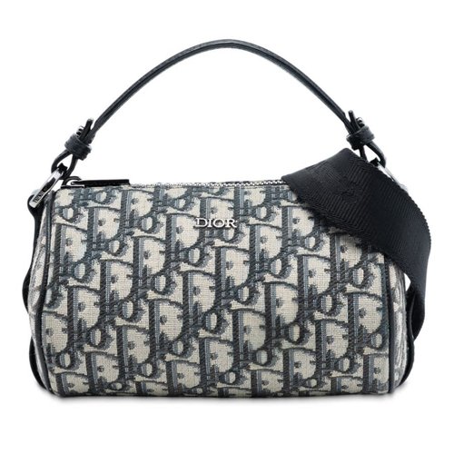 Pre-owned Dior Mini Oblique Canvas Roller Messenger Bag 03-BO-1221 - Blue - 03-BO-1221X