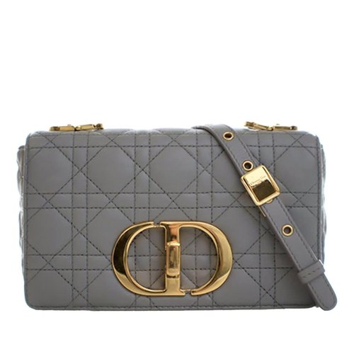 Pre-owned Dior Small Calfskin Cannage Caro Crossbody 62-MA-0231 - Grey - 62-MA-0231X