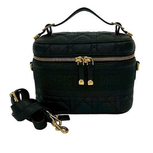Pre-owned Dior Small Lambskin Cannage DiorTravel Vanity Case Ladies WC9GBKPFNVCMNCHF - Black - WC9GBKPFNVCMNCHFX