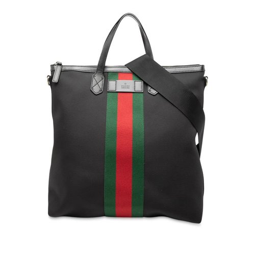 Pre-owned Gucci Canvas Techno Web Vertical Zip Tote Ladies 619751 213317 - Black - OCPT5X-YT95Y-XIH