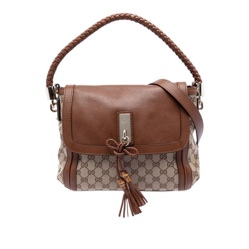 Pre-owned Gucci GG Canvas Bella Flap Satchel Ladies 282301 001998 - Brown - 7MQOMI-D8GAB-X5Z