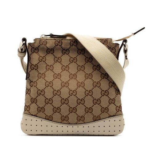 Pre-owned Gucci GG Canvas Perforated Crossbody Ladies 147671 214397 - Brown - V868BA-67V1Q-AL3