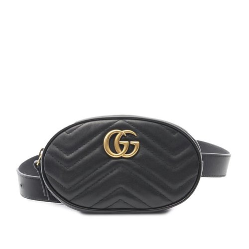 Pre-owned Gucci GG Marmont Matelasse Leather Belt Bag 476434 525040 - Black - 476434 525040 X