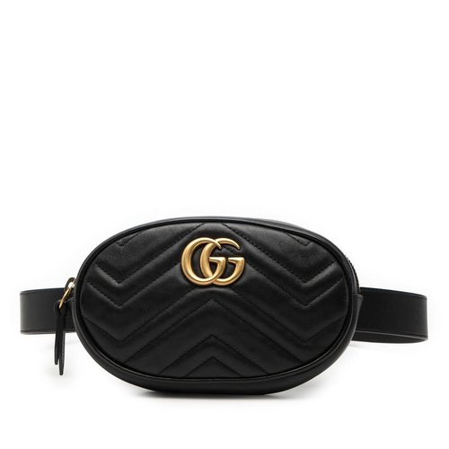 Pre-owned Gucci GG Marmont Matelasse Leather Belt Bag Ladies 476434 525040 - Black - FIFTAS-J98PR-RJC