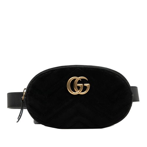 Gucci GG Marmont Matelasse Velvet Belt Bag - Black - WWEWB7-1MEHZ-W1S